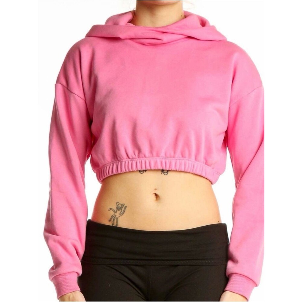 NWOT naked wardrobe Pink Cropped Hoodie L